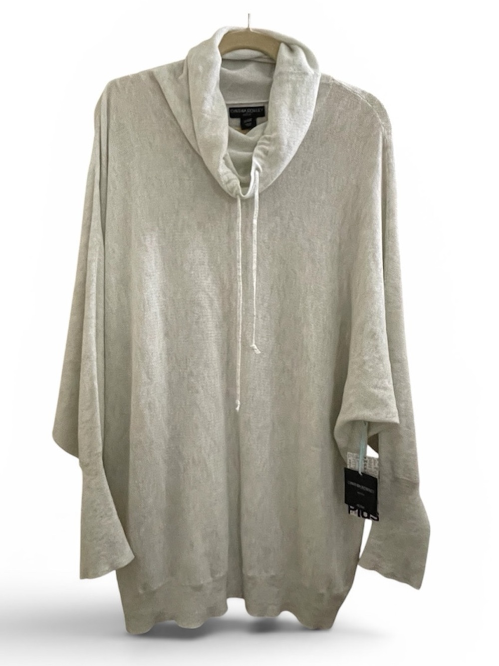 Cynthia Rowley Active Light Heather Grey Knit Funnel-Neck Batwing Sweater 3X